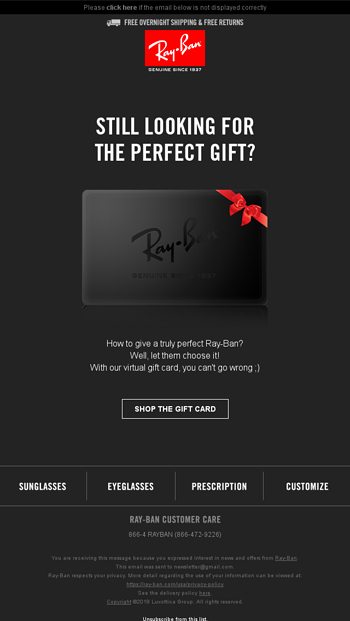 ray ban gift card discount