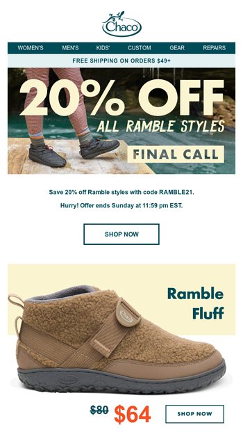 chaco ramble sale