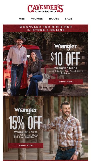 cavender's wrangler jeans sale