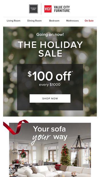 Save BIG during The Holiday Sale! - Value City Furniture Email Archive