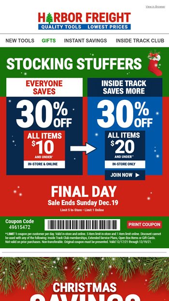 30% Off Coupon Expires Soon - Save on Gifts Now! - Harbor Freight Tools ...