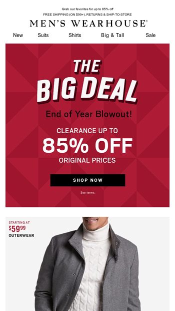 It’s here! The Big Deal Clearance Event – get suits starting at $99.99 ...