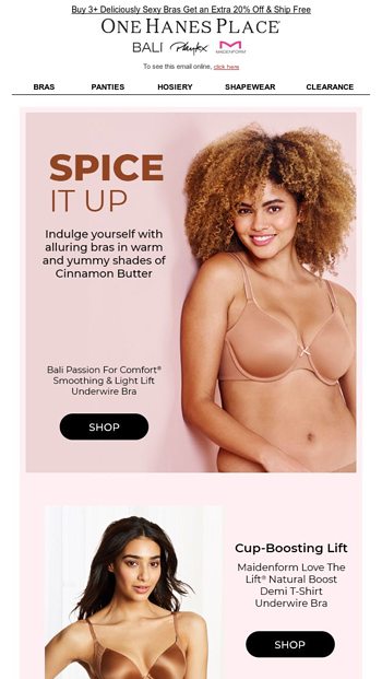 Flash Sale: Bras from $15.99 + Bras Ship FREE - OneHanesPlace Email Archive