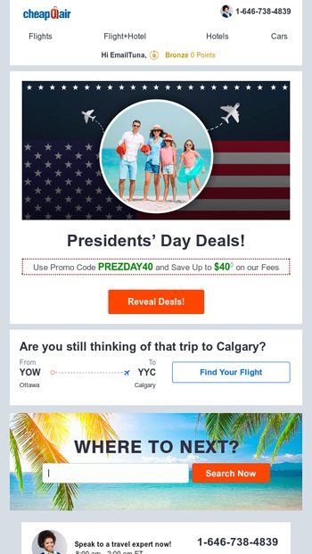 Presidents Day Deals Save Up To 40 CheapOair Email Archive