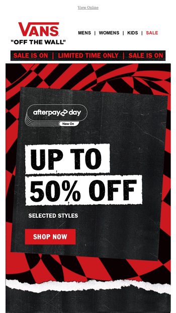 Vans clearance afterpay sale