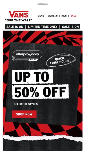 vans sale afterpay