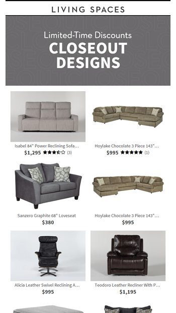 Living spaces outlet deals