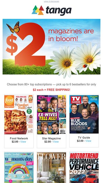 CONFIRMED! All Magazine Subscriptions Just $2! - Tanga Email Archive