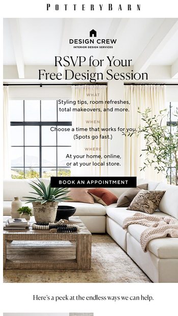 Totally free: RSVP for your design session. (Spots are going fast ...