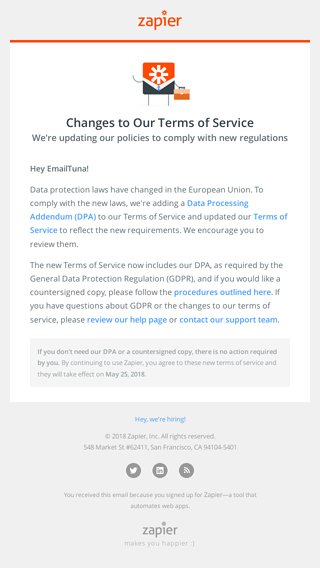Changes to our Terms of Service