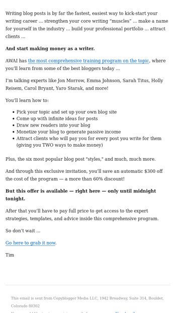 Start your moneymaking blog today