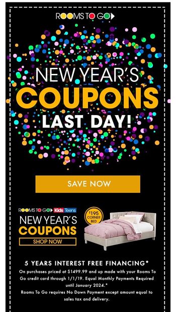 Ends Today New Year S Coupon Sale Rooms To Go Email Archive