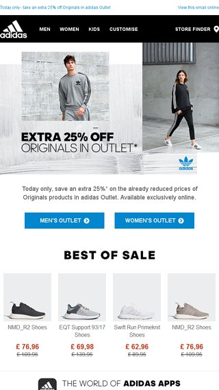 Extra 25% off Originals - adidas Email 