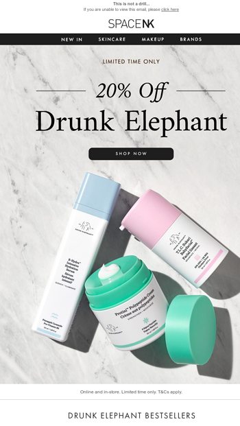 20% off Drunk Elephant - Space NK Email Archive