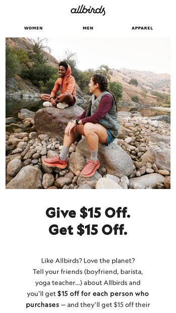 Allbirds email sale