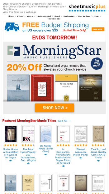 Last Chance To Save On Christian Choral Organ Music From Morningstar Music Sheet Music Plus Email Archive