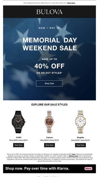 Enjoy First Access to our Memorial Day Weekend Sale