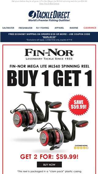 Fin-Nor Mega Lite Spinning Reel - Fishing Reel