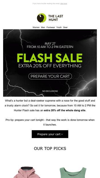 The Hunter Flash sale hits tomorrow