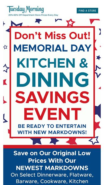 MEMORIAL DAY SAVINGS BLOWOUT