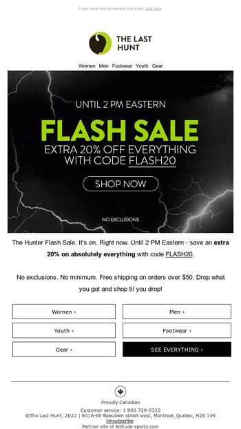 The Hunter FLASH SALE starts now