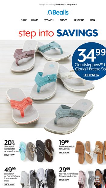 Bealls clarks flip store flops