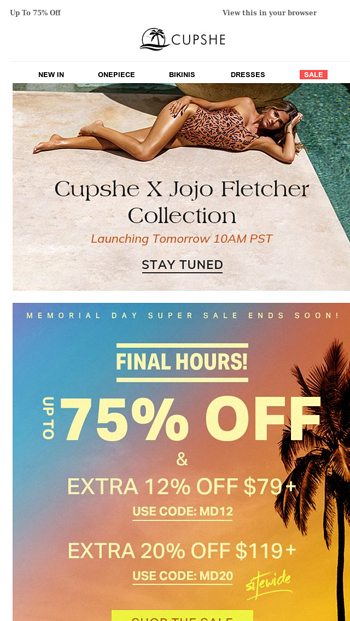 20% OFF Ends Tonight! ️ - Cupshe Email Archive