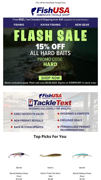 Take Up to 15% Off Today's Rod Purchase - FishUSA Email Archive