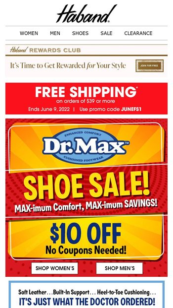 NO COUPONS NEEDED 10 Off Dr. Max Shoes Haband Email Archive