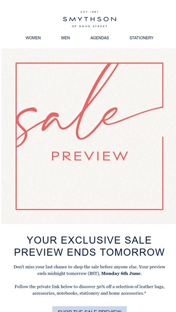 Your Exclusive Sale Preview Starts now