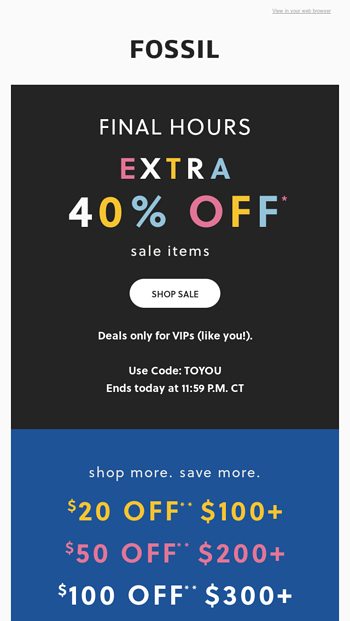 Fossil promo online code