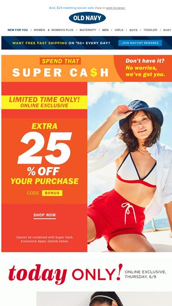 Break a sweat in $12 compression leggings & activewear pants (today, only!)  - Old Navy Email Archive