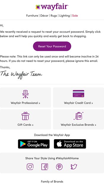 Wayfair Email Newsletters