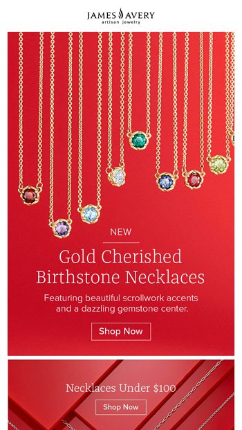 NEW Gold Cherished Birthstone Necklaces - James Avery Email Archive