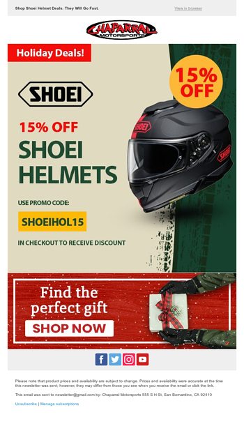 15 Off on Shoei Holiday Helmet Sale 