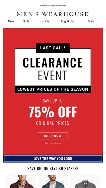 Clearance Up To 75 Off 👔 Mens Wearhouse Email Archive 