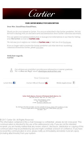 Your Cartier Newsletter Subscription 