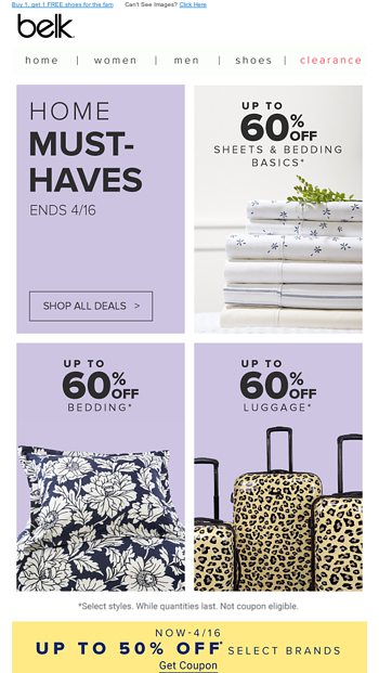 Today only: $19 bras, 60% off bedding & more - Belk Email Archive