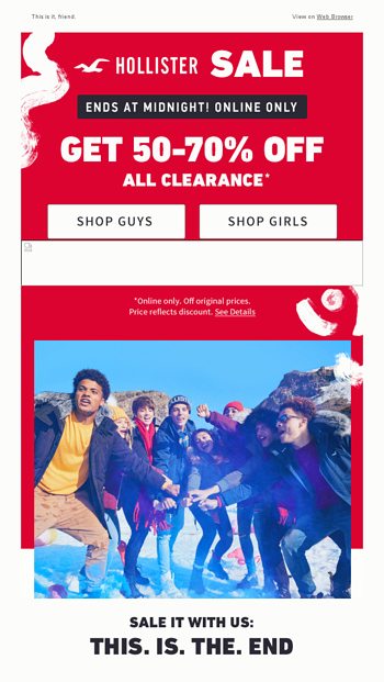 Hollister 70 off store sale