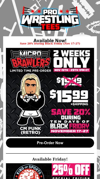 CM Punk Retro Micro Brawler - Save 20% During Black Friday - Pro Wrestling  Tees Email Archive