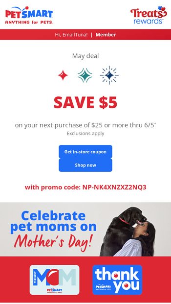 Claim your 5 offer now to save on pet supplies today PetSmart Email Archive