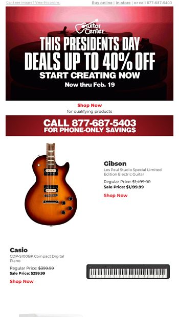 guitar center presidents day sale