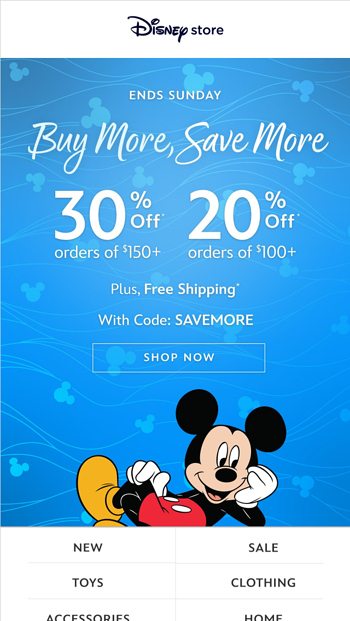 Save up to 30 at DisneyStore