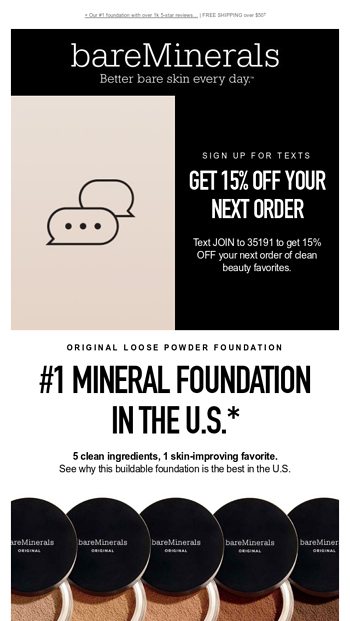 15 OFF when you sign up for texts