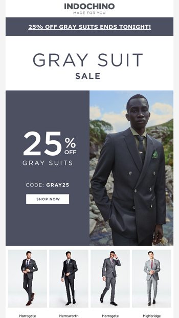 This is your FINAL CHANCE to Save 25 Off Gray Suits