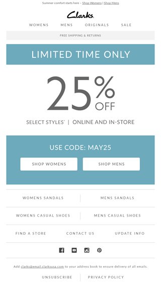 clarks outlet promo code free delivery
