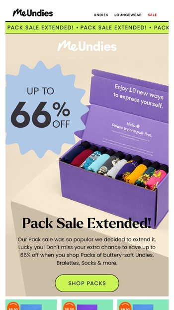 EXTENDED SALE Up to 66 Off Packs