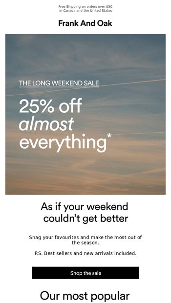 THE LONG WEEKEND SALE