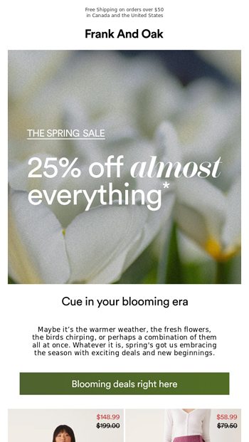 The Spring Sale Cue in your blooming era