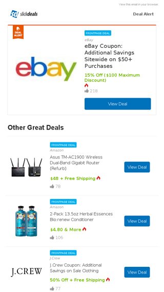 Slickdeals' Best Deals: EBay Coupon: Additional Savings Sitewide On $50 ...